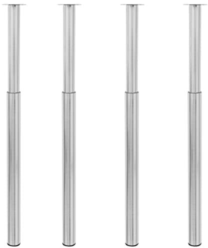 vidaXL 4x Teleskopfuß Teleskopisch Höhenverstellbar Tischbeine Tischfüße Möbelfuß Möbelbein Stellfuß Teleskop-Tischbeine Gebürstetes Nickel 710-1100mm