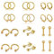 JSDDE 24 Stücke Helix Piercings, Ohr Piecing Set Gold Rosegold, Tragus Piercing, Creolen Ohrringe Hoop Ring Ohrstecker, Septum Piercing, Piercing Schmuck für Damen Frauen (Gold)