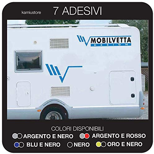 kamiustore Adesivo Mobilvetta per Camper, roulotte in Vinile - Kit 7 Adesivi componibili (Nero)