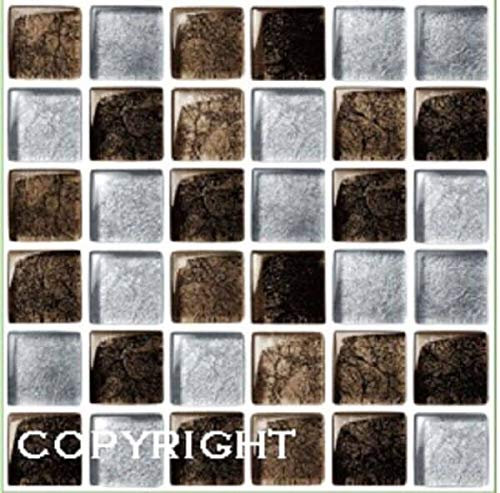 Pack of 20 Tile Stickers - Traditional Modern Art Vintage Victorian Black Wall Art Decor transfers self Adhesive Bathroom backsplash Kitchen splashbacks Peel and Stick on Tile Cover (Brown Metallic)