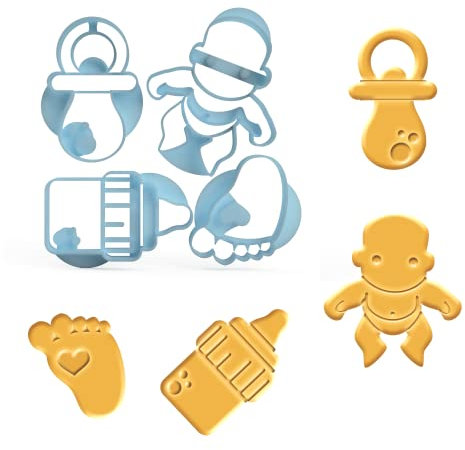 3DREAMS 4er Keksausstecher Set Baby Ausstecher zur Geburt als Geschenk zu Babyparty