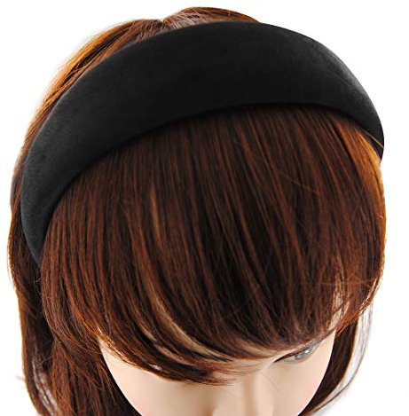 axy Haarreif mit Flanell Damen Haarband Vintage Hairband Stirnband Klassische und modische Haarreifen (Leder Optik) HRK5L (Schwarz)