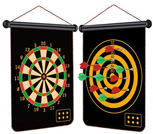 Magnetic Dart Board for Kids, Roll Up Magnetic Dartboard, Indoor and Outdoor Games for Kids with 12 Safe Darts for boys