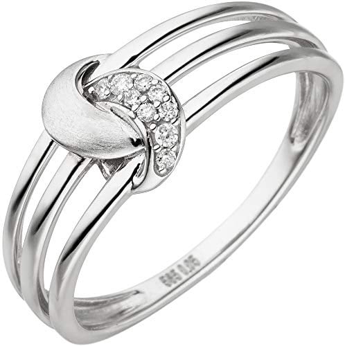 Jobo Damen-Ring aus 14 Karat 585 Weißgold mit 9 Diamanten Größe 56