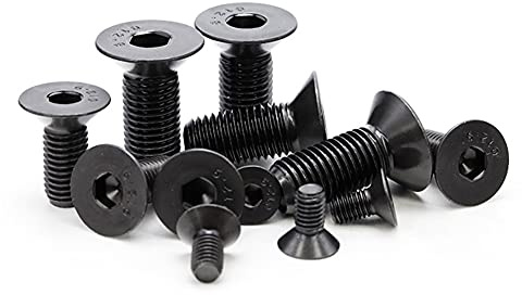ANSIEDIO Viti a Testa Svasata a Brugola, Acciaio Carbonio Esagono Testa Piatta Viti a Macchina Allen Bulloni Nero, M8×10mm,10 pcs