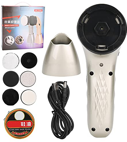Limpiabotas eléctrico, Kit de Cuidado de Cuero portátil, Kit de limpiabotas eléctrico, Limpieza de Zapatos Recargable Cuidado del Cuero, Multifuncional de Mano para Limpieza de Polvo(champán)