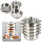 Ethedeal Dampfgarer 5 lagiger Edelstahl Steam Pot mit Glasdeckel, Multifunktionaler Dampfgarer Set Gardampftopf Gemüse-/ Kartoffeldämpfer, Eicht zu Reinigen, 26cm
