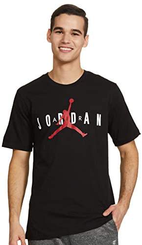 NIKE CTN Jordan Air T-Shirt, Black/White/Gym Red, XL Uomo