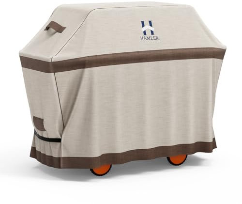 HAMLER Kiemenabdeckungen, strapazierfähig, wasserdicht, UV-und lichtbeständig, Allwetter-Universal-Kohlegrill-Abdeckung für Weber, Brinkmann, Char Broil, Nexgrill (147 x 71 x 121 cm)