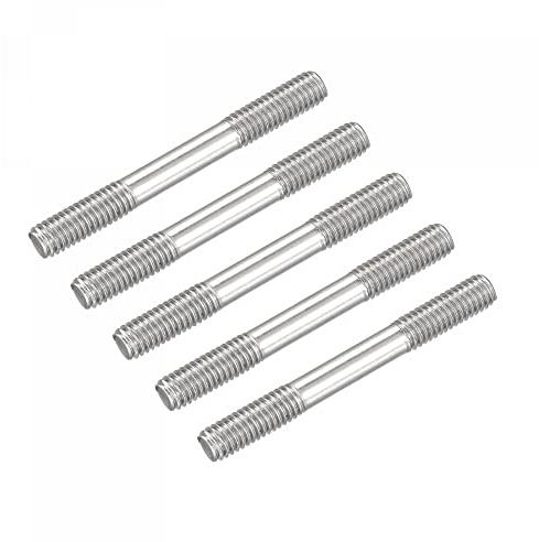 sourcing map Double Ended Stud Screws (M6 Thread 50mm Length) 5pcs, 304 Stainless Steel Dual Threaded Rod Bolts - for House Maintenance