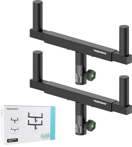 Vondynote Set of 2 Dual Speaker Mount Bar Mounting Fork Bracket Speaker Pole Width Adjustable