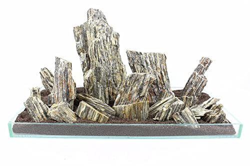 WYSKONT Schiefersteine - Aquarium Deko - Terrarium Deko - Aquarium Steine 3 kg Holzoptik - Aquarium Höhle - Aquarium Dekoration - Naturstein - Aquarium Zubehoer - Aquascaping Gestein Rückwand
