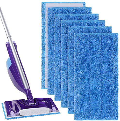 Vicloon Mop Pads for Flash Powermop, 6 Pack Reusable Microfiber Mop Pads, Microfiber Mop Cloth, Microfiber Replacement Mop Pads Cleaing Pads Suitable for Most Wet and Dry Mops - Blue