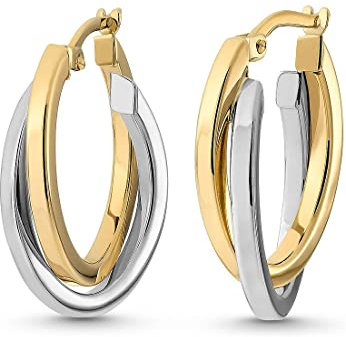 CHRIST Damen-Creolen 375er Gelbgold, 375er Weißgold One Size 88565339