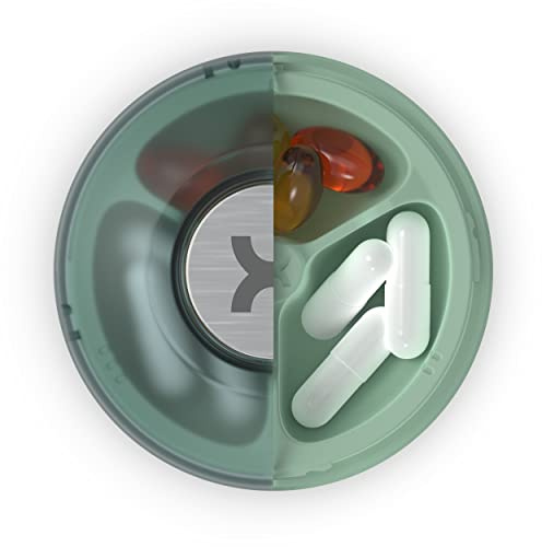 Promixx CORE Pill Box Organiser - Magnetic Stackable and Pocket-Sized Daily Tablet Organiser - Durable and BPA Free (Seagrass Green)