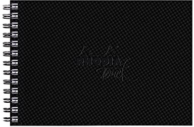 Rhodia 116144C - Rhodia Touch Spiralalbum Watercolor Book, Doppelspirale, feinkörniges Papier aus 100% Baumwolle 300g, 20 Blatt, A6 Querformat, ideal für Aquarell, Schwarz, 1 Stück