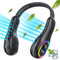 GENCOLY Fast Charging Neck Fan, Colorful Light Portable Bladeless Mini Personal Fan, 3 Speeds Rechargeable for Women Men, Outdoor Home Office Travel - Black