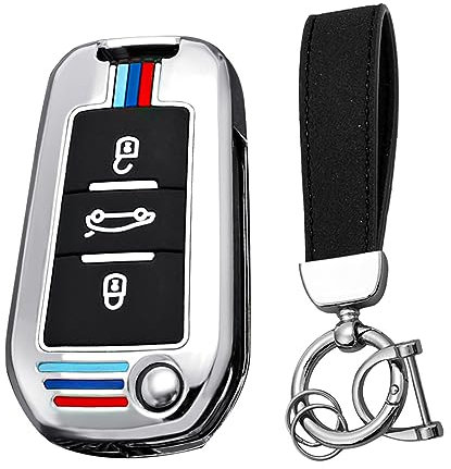 KUNIO Coque de clé de voiture Convient pour Opel Crossland X Zafira Corsa F Grandland Convient pour Pe-ugeot 5008 208 308 Convient pour Citroën C3 C4 Cactu Protection de clé Boîtier en métal