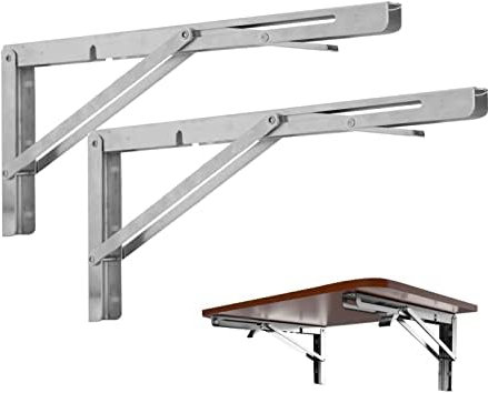 Dhouse 4STK Klappkonsole 400mm Edelstahl Regal Klammern Klappwinkel Regalkonsole für Schreibtisch Klapptisch Wandtisch Tragkraft 150kg