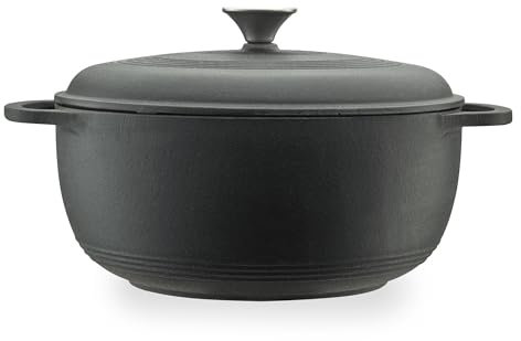 Mercer Culinary Enameled Cast Iron Round Dutch Oven, 6 qt., Matte Black