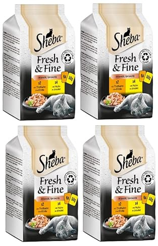 Sheba SHEBA Portionsbeutel Multipack Fresh & Fine in Sauce - Verschiedene Geschmacksrichtungen 4x6x 50g,Truthahn & Huhn)