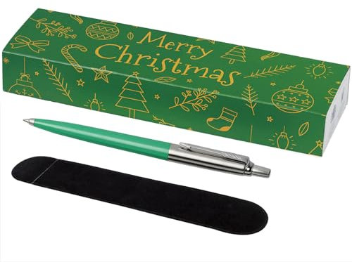 PARKER - Stylo à bille Jotter avec pochette en velours dans une boîte cadeau - encre noire - vert - vert de Noël