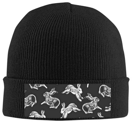 TRESILA Stilvolle Strickmütze Winter Beanie Männer und Frauen Warme Beanie Hüte Acryl Strickmütze Weiche Chunky/Bunny Kaninchen, Hase, One size