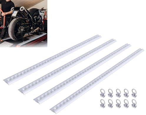 ACXIN 4 Stück je 1 m Aluminium Airlineschienen Set, Zurrschiene mit 10 silberfarbenen Verschlussclips, Halbrunde Airlineschiene Airlineschiene Zubehör für LKWs, Anhänger & Wohnmobile