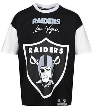 Recovered Las Vegas Raiders Cut and Sew Schwarz Oversized NFL T-Shirt - 3XL