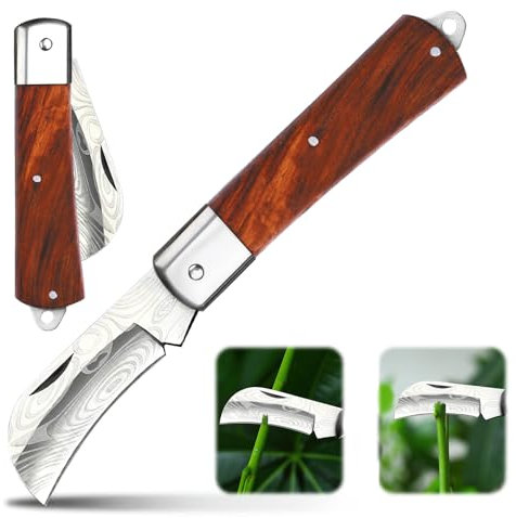 Taozoey Coltello da Innesto, Coltello da Innesto Pieghevole da Giardino, Coltello da Innesto in Acciaio Inossidabile, Coltello da Giardino, Coltello Funghi, Coltello da Potatura (B)