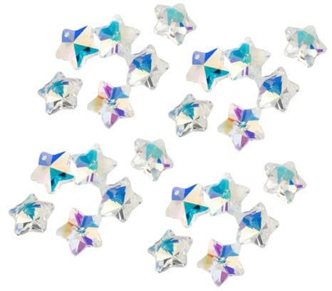 JIHUOO 40 Pcs 14 mm Crystal Glass Star Suncatcher Pendants Chandelier Beads for Crafts Bracelet Necklace Jewelry Making