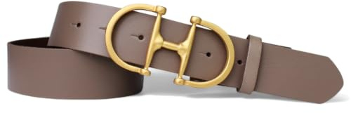 FRONHOFER Damengürtel Leder 4 cm, Horse-Bit Schnalle vergoldet | Bundweite 85-125 cm, Schnalle ca. 9,5 x 5 cm mattes Gold, Riemen in Lackleder, Schlitzlöcher