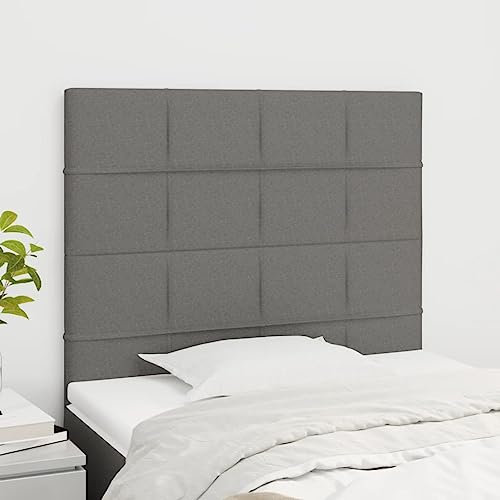 CKioict Betthaupt Wandkissen Bett Bettkopfteil Schlafzimmer Kopfteile 2 STK. Dunkelgrau 90x5x78/88 cm StoffGeeignet für Schlafzimmer, Gästezimmer, Schlafsaal