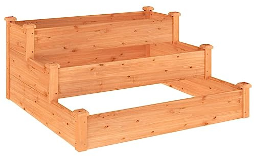 Jardiniere sur Pieds, Espace Potager sur Pied Jardinage Exterieur Jardin et Balcon, boîtes de Jardin, Lit de Jardin Surélevé, Potager de Jardin Surélevé, marron 120x120x56cm bois massif de sapin