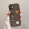 Coalbooliy Handyhülle für iPhone 11 hülle 6,1'', Aesthetic 3D Teddybär Muster Design Kaffeefarbe Weiche TPU Silikon Stoßfest Kameraschutz Schutzhülle Bumper Ultra Dünn Mädchen Case, 01