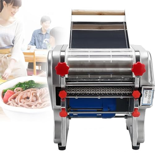 Qiang Professionelle Tisch-Teigausrollmaschine,Pastamaschine Nudelmaschine Für Gastronomie,0,3–20Mm Dick (Edelstahl,Nudelbreite 3Mm/9Mm, 2Mm/6Mm),FKM-200