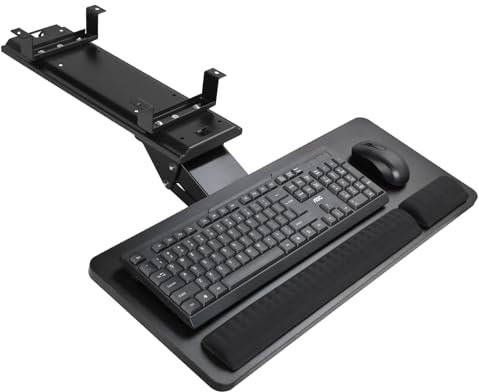 Cartmay Tastaturablage unter dem Schreibtisch, 63 x 24 cm, groß, ausziehbar, schwenkbar, neigbar, Computer-Tastaturschublade für Zuhause, Gaming, Büro, Schreibtisch, Doppelhalterung, Schwarz