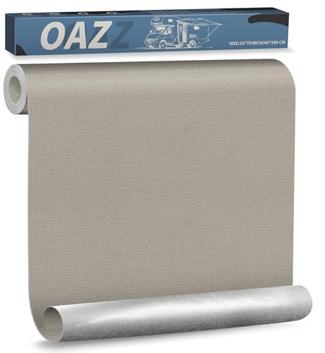 Parche Adhesivo de Tela, 40x200 cm Exterior Parches de Reparación de Lona, Impermeable Parches para Tela Autoadhesivo para Sofá, Cortina, Toldos, Asiento de Coche, Tumbona, Gris marfil