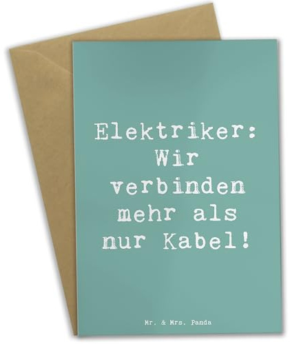 Mr. & Mrs. Panda Grußkarte Spruch Elektriker Verbindungen - Geschenk, einladungskarten, Berufsprodukte, Handwerker, Geschenke für Berufstätige, hochzeitskarten, osterkarte, Berufspassion, Beruf, Wärme