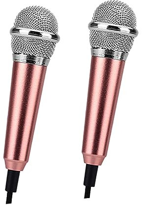 WHAMVOX 2pcs Mini Microphone for k Singing Bar Portable Voice Recording Mic Compatible Smartphones for Karaoke Apps Rose Gold Random Style