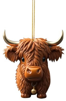 Cow Christmas Ornaments - Farm Animal Themed Tree Decorations, Pendant, Car Charm, Xmas Hanging Decor - Interior Gift for Cow Lovers