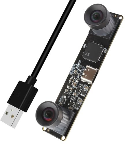 IFWATER High Speed 210fps USB Kamera mit Global Shutter 800P Synchronisation Dual Lens Monochrome B/W Kamera Plug and Play für 3D Druck PC Lightburn QR Code Scanning VR und Gesichtserkennung