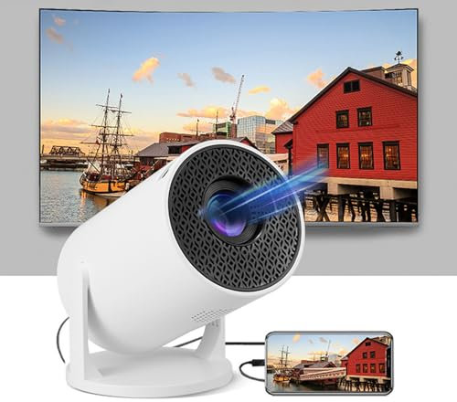 Projecteur Portable, 1080P Rotatif à 180 Degrés, Conception à Bras Pivotant, sans Fil 2,4G, Processeur de Décodage 4K, Compatible et iOS
