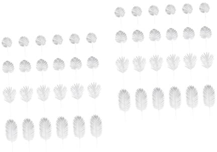 SOLUSTRE 2 Sätze Simulationsklinge Farn Bastelblätter Stiel Groß Fälschung Und Für Dekoration Tropisch Silbernes Künstliches Blatt Braut- Drinnen Hochzeit Silver Plastik Stück * 2
