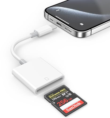 [Apple MFi Certified] USB C SD Card Reader for iPhone 17 16, USB Type C to SD Card Adapter Trail Game Camera Viewer Memory Card Reader for iPhone 17/17 Pro/17 Pro Max/Air/16/16 Pro Max/15/15 Pro Max