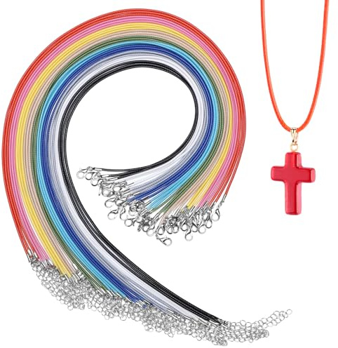 Luxeu Cordon Collier pour Pendentif, 30 Pièces Cordon pour Pendentif, Corde de Cire avec Fermoir, Réglable, pour DIY Bracelet, Fabrication Bijoux