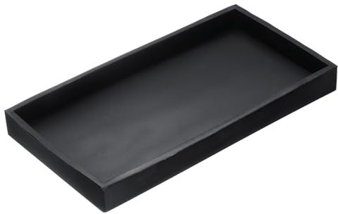 sourcing map Bathroom Vanity Tray, 7.9 x 3.9 Silicone Soap Dispenser Trays, Shatterproof Kitchen Sink Organizer for Soaps Keys Candle Trinket, Black