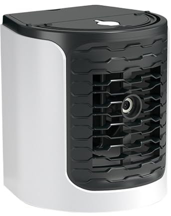 Ventilador De Aire Acondicionado, Ventilador de escritorio frío - Mini ventilador de hielo, humidificación de niebla, ajuste de ángulo, USB-C, para hogar, oficina, camping, verano, estudio, relax