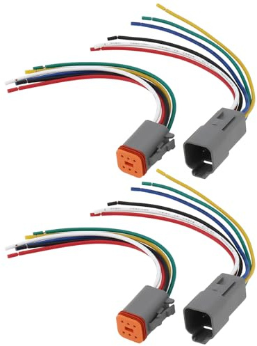 Be In Your Mind Lot de 2 paires de connecteurs mâles femelles 6 broches 15 cm compatibles avec Deutsch DT pour voitures camions marins