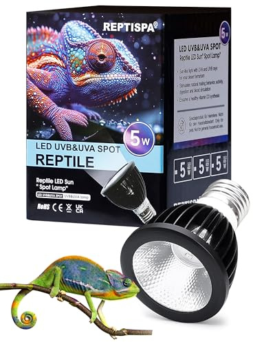 Reptispa LED-UVB-Licht für Reptilien, 5 W, 15,0 LED-UVA-UVB-Lampe, Reptilien-UVB-Lampe für Bartagamen, Eidechsen, Gecko, Schlangenschildkröte, bietet ausreichend UVB-Belichtung, tropische und